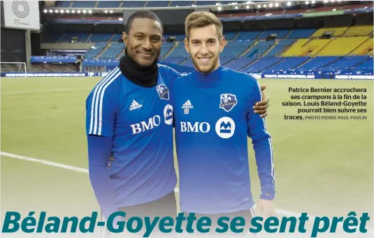  ??  ?? Patrice Bernier accrochera ses crampons à la fin de la saison. Louis Béland-Goyette pourrait bien suivre ses traces.