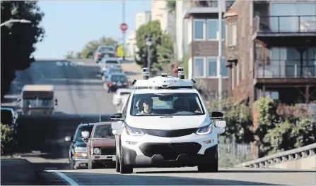  ?? JIM WILSON NYT ?? General Motors debuted its new self-driving vehicle in San Francisco last year. Everyone from ride-sharing platform Uber to Chinese internet services company Baidu is working on driverless vehicles.