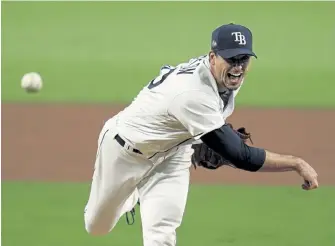  ?? Gregory Bull, The Associated Press ?? Tampa Bay Rays starting pitcher Charlie Morton throws against the Houston Astros during the sixth inning in Game 7 of the ALCS on Saturday.