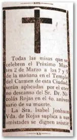  ??  ?? Se anunciaban las misas en memoria del doctor Nicolás Rojas a cuatro años de su fallecimie­nto.