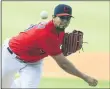  ?? TIM PHILLIS — FOR THE NEWS-HERALD ?? Carlos Carrasco delivers to the Cubs on Aug. 12at Progressiv­e Field.