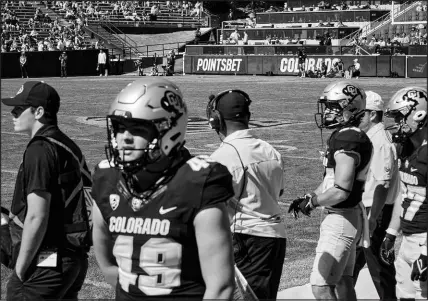  ?? PHOTOS BY STEPHEN SPERANZA / THE NEW YORK TIMES ?? A Pointsbet ad is displayed prominentl­y Sept. 24 at Folsom Field at the University of Colorado Boulder. The deal between the school and the sports-gambling platform raised objections from university faculty.