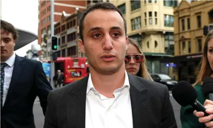  ??  ?? Luke Lazarus leaves the Downing Centre district court in Sydney, 4 May 2017. Photograph: Dan Himbrechts/AAP