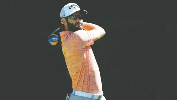  ?? TOM PENNINGTON/GETTY IMAGES ?? Abbotsford’s Adam Hadwin, seen at last month’s Charles Schwab Challenge, has earned over $1.5 million with three top-10 finishes in 11 events this season.