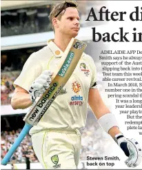  ?? ?? Steven Smith, back on top