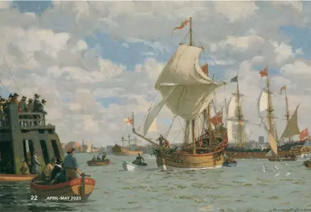  ??  ?? Nonsuch Returns to London, 1669, by Norman Wilkinson for HBC, circa 1943.
