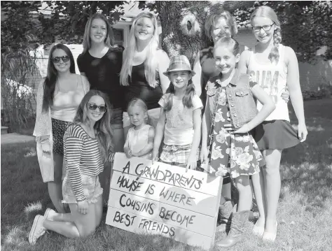  ?? [WHITNEY NEILSON / THE OBSERVER] ?? Alexandria, Kylee, Caitlyn, Marlene, Rachel, Cassandra, Sophie, Gracie, and Becca enjoyed the 13th annual granddaugh­ters’ tea party with a trip to Airborne Trampoline, lunch, and crafts. Absent was the youngest great-granddaugh­ter, Emily.