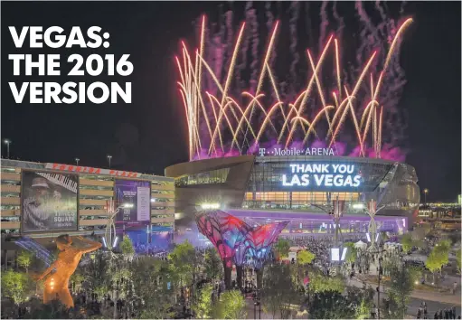  ?? AL POWERS, POWERS IMAGERY ?? T-Mobile Arena on the Strip seats as many as 20,000 and will host concerts and sporting events, including an NHL expansion team.