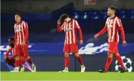  ??  ?? Atlético Madrid digest their Champions League exit at Chelsea on Wednesday. Photograph: Adam Davy/PA