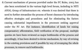  ?? ?? Environmen­t Ministry’s file notings terming the identifica­tion of land for compensato­ry afforestat­ion as “major bottleneck­s”.
EXCERPT FROM THE