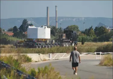  ??  ?? A central solenoid magnet for the ITER project departs Monday from Berre-l’Etang in southern France.