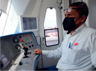  ?? ?? A driver operates a China-made light rail train in Monterrey, Mexico, on October 1, 2021