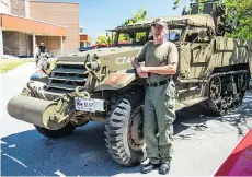  ??  ?? This 1942 “White” Halftrack was driven by Ron Baker from Whonnock to the Maple Ridge high school car show last weekend.