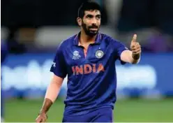  ?? File ?? India’s pacer Jasprit Bumrah, who missed the Asia cup due to an injury, will lead the pace attack at the T20 World Cup in Australia.
