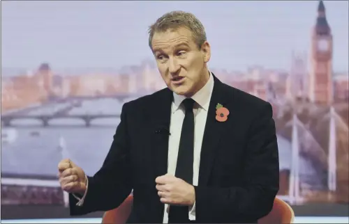  ?? PICTURE: PA. ?? NEED FOR NEGOTIATIO­N: Education Secretary Damian Hinds speaking to host Andrew Marr, during the BBC1 current affairs programme, The Andrew Marr Show.