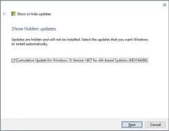  ??  ?? It’s a good idea to keep tabs on when Microsoft has fixed the broken update. You can use the same tool to unhide the update so it can install. The process is the same. Just use the Show hidden updates option, and select those you want to unhide.