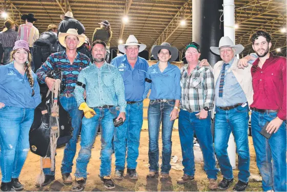  ??  ?? MPS Nick Dametto and Bob Katter with charity bull riders, Ingham Sugar City Rodeo Committee president and members. Picture: Supplied