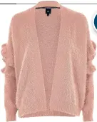  ??  ?? 3 River Island dusty pink fluffy frill sleeve cardigan.