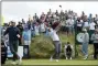  ?? JON SUPER — THE ASSOCIATED PRESS ?? Jim Furyk of the United States drives off the 7th tee during a practice round at Royal Portrush Golf Club, Northern Ireland, Monday. The148th Open Golf Championsh­ip begins on July 18.