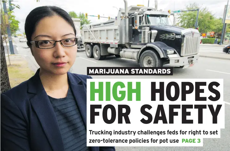  ?? ARLEN REDEKOP/PNG ?? Employment lawyer Cindy Zheng stands beside King George Boulevard in Surrey. Zheng says zero-tolerance policies could violate the human rights code.