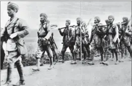  ?? GETTY ?? Indian infantryme­n on the march in France during World War 1. India’ princely states contribute­d 50,000 men to the war, of whom 18,500 served overseas where 1,634 died or went missing.