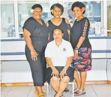  ?? Picture: ANASEINI DIMATE ?? Right to left, Setaita Ratubalavu, Ivamere Adidauna, Josivini Waiwalu and Vivina Talomani of The Fiji Times celebrate Mother’s Day in the office on Friday.