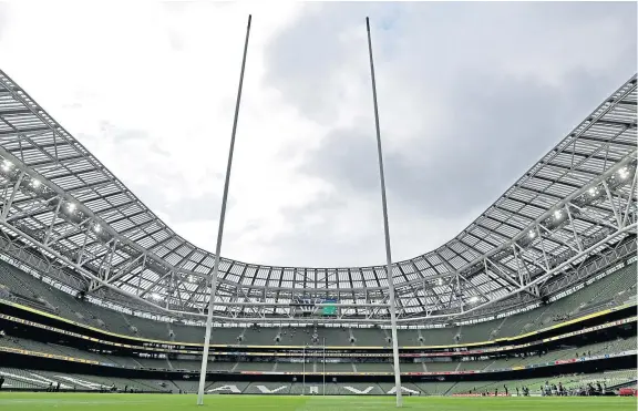  ?? Picture: PA. ?? The Aviva Stadium in Dublin was to host Ireland’s Guinness Six Nations clash with Italy next weekend.