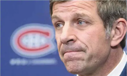  ?? PAUL CHIASSON LA PRESSE CANADIENNE ?? Bergevin s’est montré ému en parlant de Michel Therrien, qu’il a congédié.