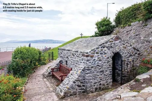  ??  ?? Tiny St Trillo’s Chapel is about
3.5 metres long and 2.5 metres wide, with seating inside for just six people