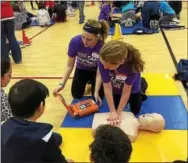  ?? AIDAN’S HEART FOUNDATION FACEBOOK ?? Aidan’s Heart Foundation trained more than 1,000 Marsh Creek Sixth Grade Center students how to perform hands-only CPR and how to use an AED. This year Downingtow­n Middle School students, who earned their CPR certificat­ions through the foundation,...
