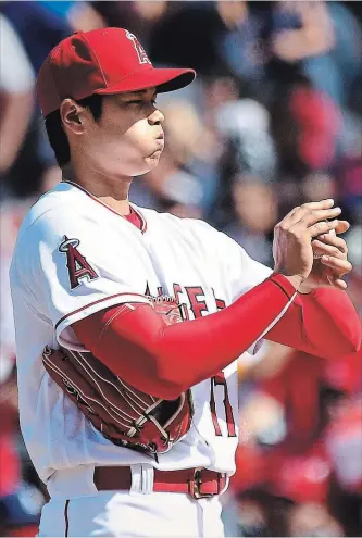  ?? WALLY SKALIJ LOS ANGELES TIMES ?? Shoehei Ohtani of Japan has won the first two games he has pitched in. He is also a tremendous hitter.
If he carries on like this in his first year in Major League Baseball, he could be another Babe Ruth, some feel.