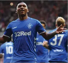  ??  ?? Alfredo Morelos enjoyed his goal celebratio­ns after opener