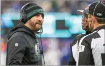  ?? RICH HUNDLEY III — 21ST-CENTURY MEDIA PHOTO ?? Eagles head coach Nick Sirianni stands on the sideline during Sunday’s game against the Giants at MetLife Stadium in East Rutherford.