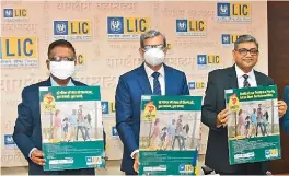  ??  ?? Life Insurance Corporatio­n of India chairperso­n M.R. Kumar (centre) and other senior officials launch the new health insurance policy Arogya Rakshak on Monday.