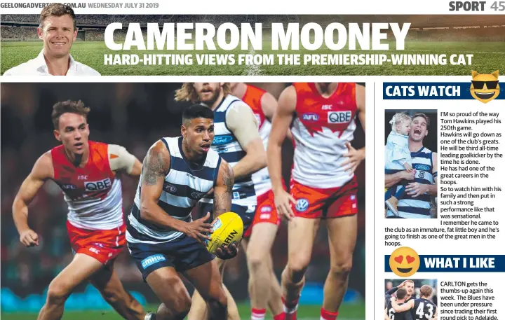  ??  ?? TAG HIM: With a trip back to his home city, Cats star Tim Kelly needs to be followed by at least one teammate at all times, writes Cam Mooney.