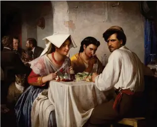  ??  ?? Carl Heinrich Bloch (Copenaghen 1834-1890) - "In un'osteria romana", 1866, Olio su tela - cm. 148x177 - Statens Museum for Kunst - Copenaghen