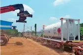  ?? — BY ARRANGEMEN­T ?? Oxygen Express stationed at the railway yard in Krishnapat­nam Port on Saturday.