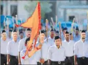 ?? AFP FILE ?? RSS observers say there was some churn within the Sangh brass and cadre over the outfit’s core issues being put on the back burner for the sake of political expediency.