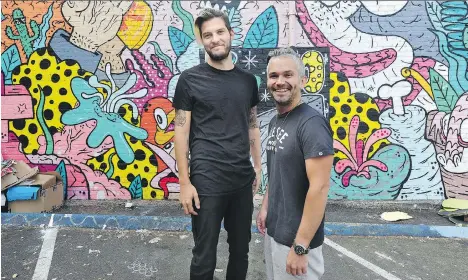  ?? NICK PROCAYLO ?? “The mural format is really exciting to us. It’s a project with a legacy,” says Vancouver Mural Festival executive director David Vertesi, left, who co-founded the event with Gabriel Hall to grow awareness about the city’s art and culture scene.