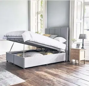  ??  ?? The Braydon storage bed with Oxenwood ottoman bed base, currently reduced to start from £818, available from Willowandh­all.co.uk