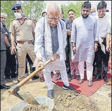  ?? HT PHOTO ?? CM Manohar Lal Khattar at the launch of 'Amrit Sarovar Yojana' in Sonepat on Sunday.