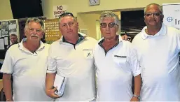  ??  ?? CLOSE COMPETITOR­S: Placing third in the Investec-sponsored Men’s Classic hosted by Kowie Bowls Club are the team from Westview, Port Elizabeth with 30 points and 35 shot profit. From left are Herman Steyn, Paul Spriggs, Johan van der Berg and Gary Adams