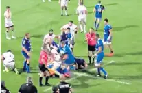  ??  ?? Seeing red: Chris Ashton tip tackles Castres scrum-half Rory Kockott