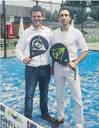  ??  ?? Ferran Valls y Sergi Estupiña en el Club Padel Barcelona, donde han instalado 14 pistas panorámica­s