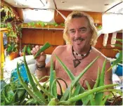  ??  ?? Rick Moore grows aloe vera, herbs and veg aboard Sophistica­ted Lady