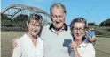 ?? ?? WELL BOWLED: The winners of the Wharf Street Fruit and Veg vouchers are, from left, Jean Tyson, Jack Wiid and Gail Webster.