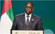  ?? Rafiq Maqbool/Associated Press ?? Senegal President Macky Sall speaks during the U.N. Climate Summit on Dec. 1, 2023, in Dubai.
