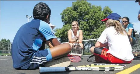  ?? JEAN LEVAC ?? The Russell Boyd Park tennis courts on St. Bernard Street have been renamed for Gabriela Dabrowski, centre, who played there as a youngster,