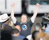  ?? JOE RAEDLE/GETTY ?? SpaceX founder Elon Musk celebrates after the successful launch of the SpaceX Falcon 9 rocket Saturday.