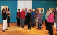  ?? PHOTO PROVIDED ?? Allen Blagden addresses the crowd during the opening of his show Marking the Moment: The Art of Allen Blagden at The Hyde Collection in Glens Falls.